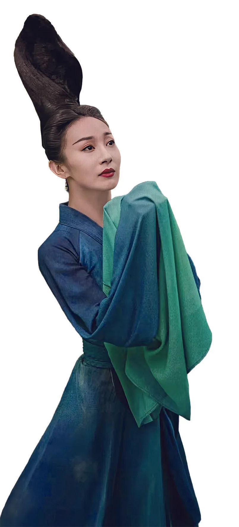 舞者以青綠服飾與高髻造型呈現宋畫意韻。